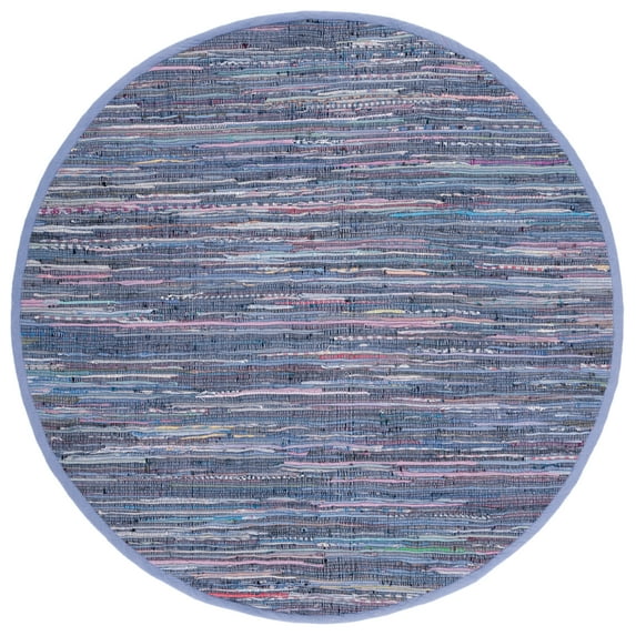 SAFAVIEH Rag Robynne Striped Cotton Area Rug, Purple/Multi, 6' x 6' Round