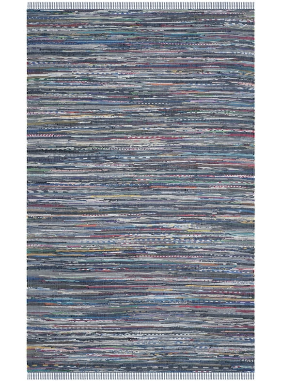 SAFAVIEH Rag Robynne Striped Cotton Area Rug, Purple/Multi, 6' x 9'