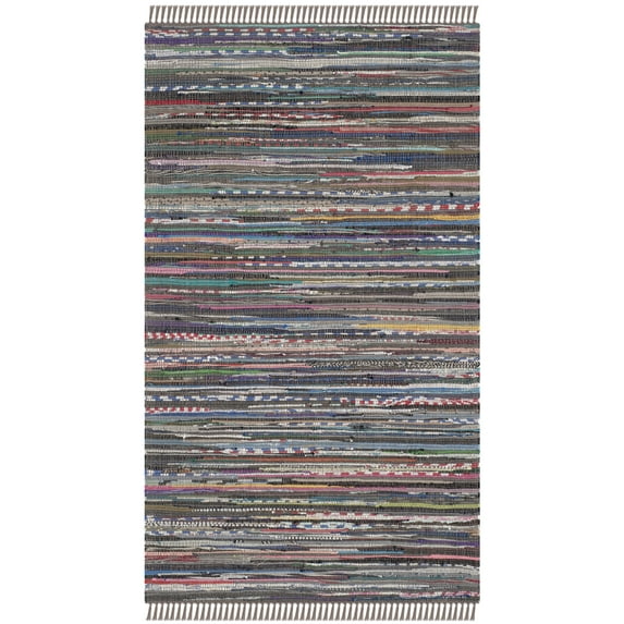 SAFAVIEH Rag Robynne Striped Cotton Area Rug, Rust/Multi, 3' x 5'