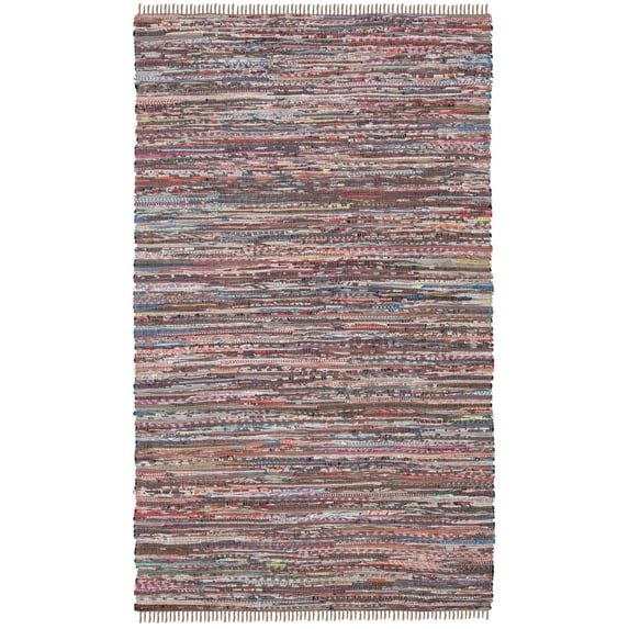 SAFAVIEH Rag Robynne Striped Cotton Area Rug, Rust/Multi, 5' x 8'