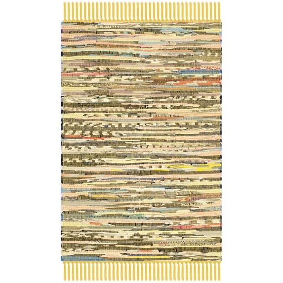 SAFAVIEH Rag Robynne Striped Cotton Area Rug, Yellow/Multi, 2'6" x 4'