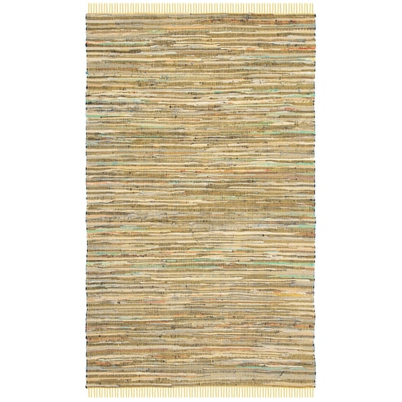 SAFAVIEH Rag Robynne Striped Cotton Area Rug, Yellow/Multi, 5' x 8'