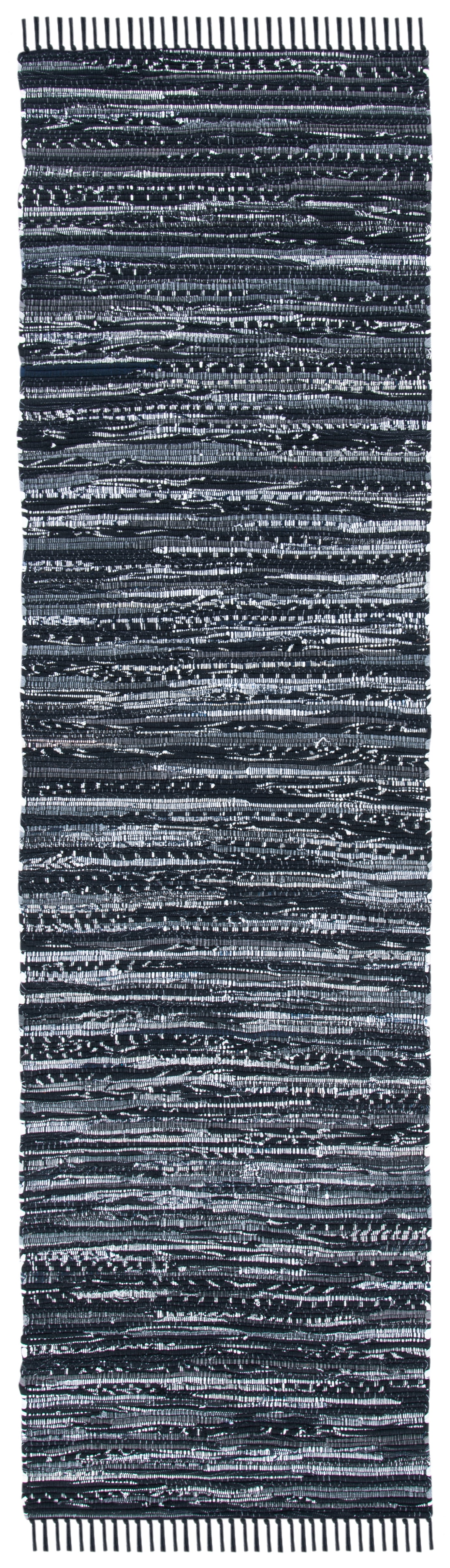 SAFAVIEH Rag Robynne Striped Cotton Runner Rug, Black, 2'3