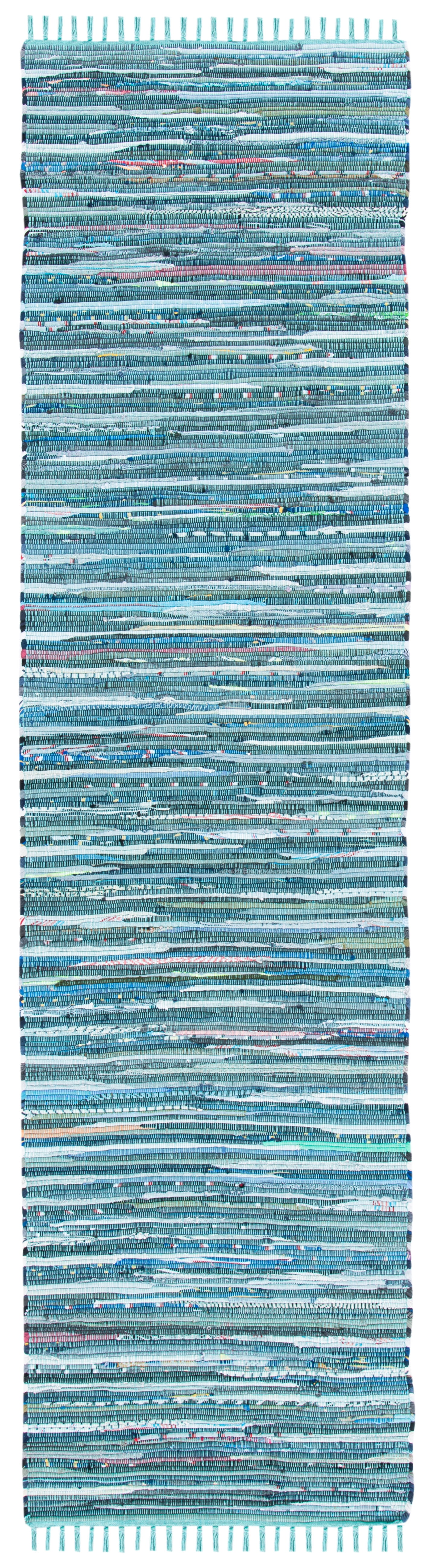 SAFAVIEH Rag Robynne Striped Cotton Runner Rug, Blue/Multi, 2'3