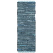 SAFAVIEH Rag Robynne Striped Cotton Runner Rug, Blue/Multi, 2'3\" x 6'