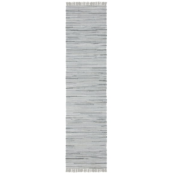 SAFAVIEH Rag Robynne Striped Cotton Runner Rug, Grey, 2'3" x 7'