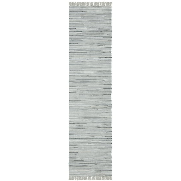 SAFAVIEH Rag Robynne Striped Cotton Runner Rug, Grey, 2'3" x 8'