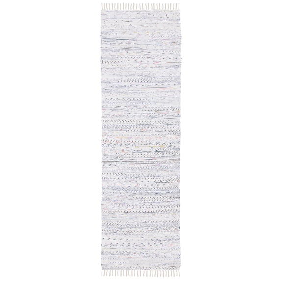 SAFAVIEH Rag Robynne Striped Cotton Runner Rug, Ivory/Multi, 2'3" x 16'