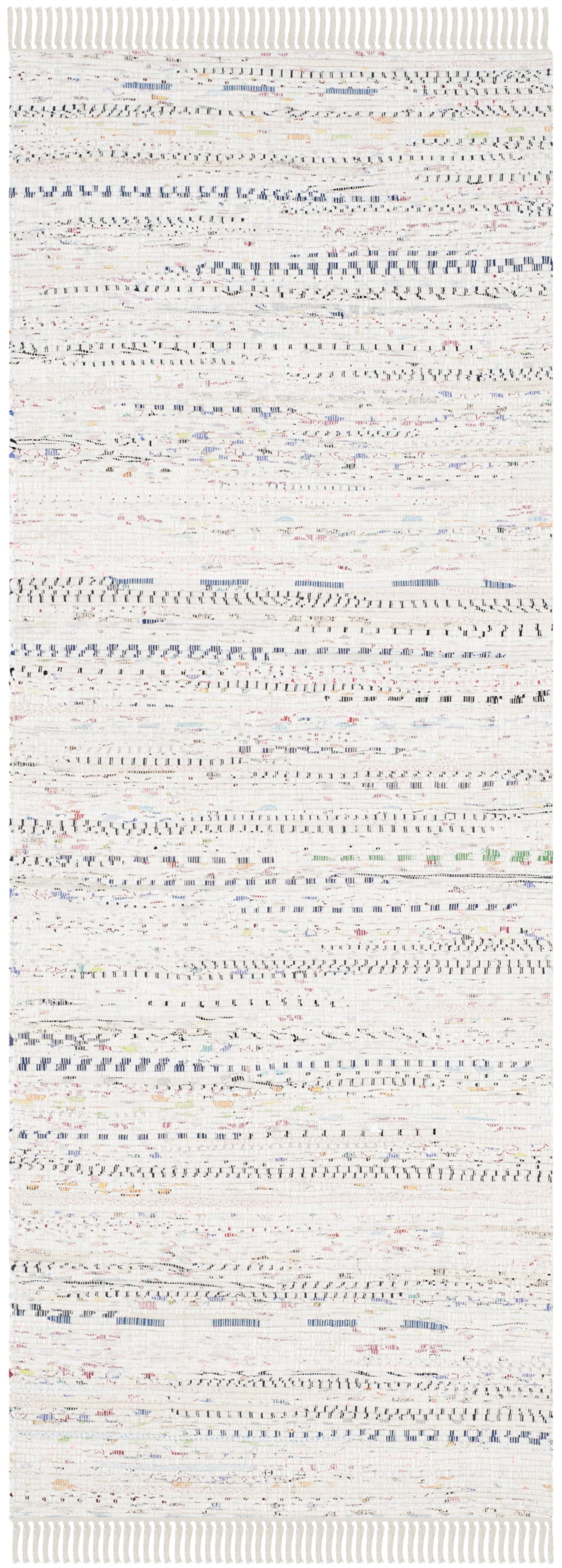 Chic Ivory Stripe Handwoven Cotton Runner Rug - 2'3" x 6'