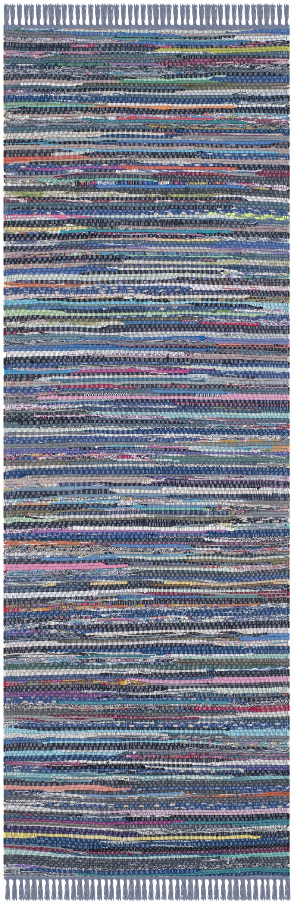 Handwoven Striped Cotton Runner Rug in Gray - 2'3" X 7'