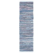 SAFAVIEH Rag Robynne Striped Cotton Runner Rug, Purple/Multi, 2'3" x 9'