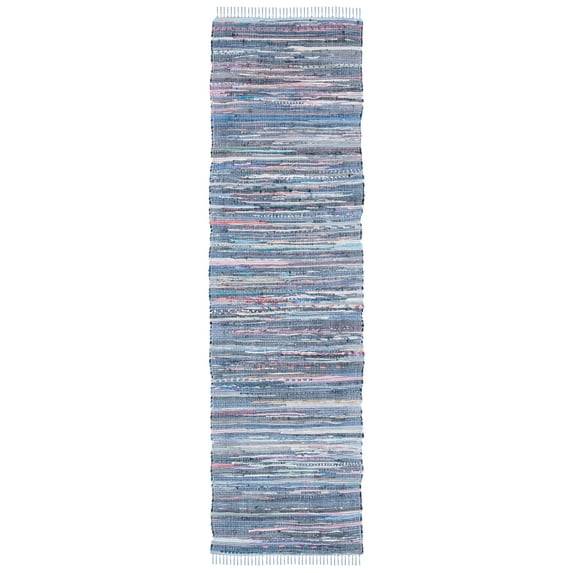 SAFAVIEH Rag Robynne Striped Cotton Runner Rug, Purple/Multi, 2'3" x 9'