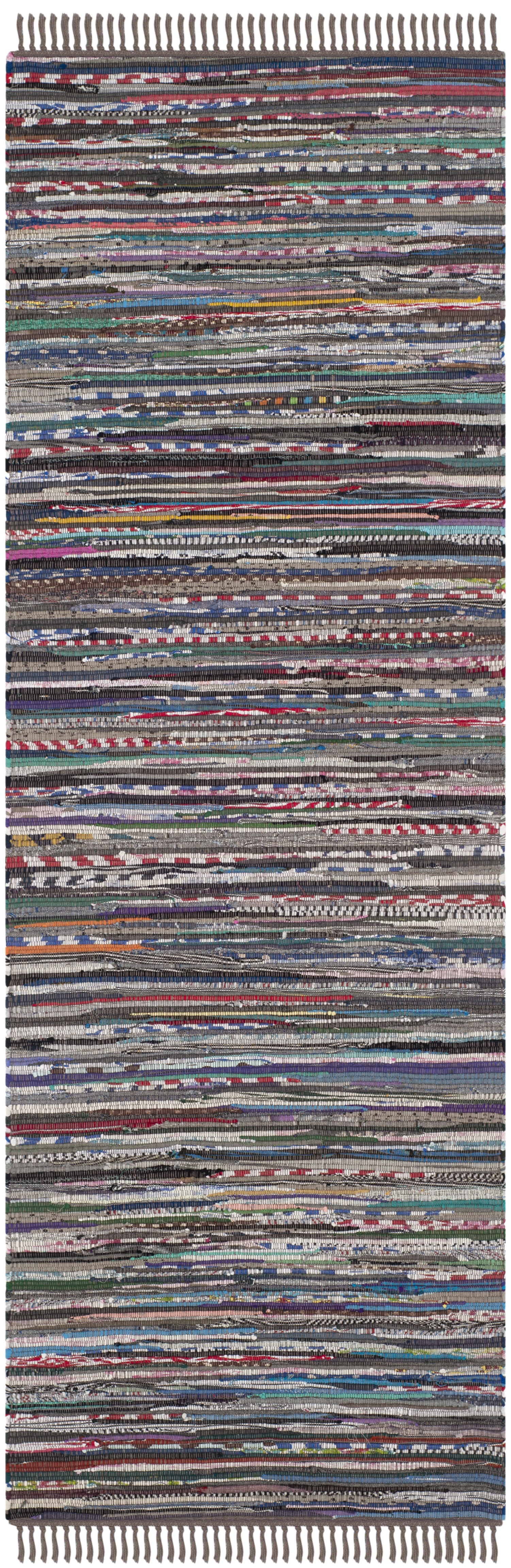 SAFAVIEH Rag Robynne Striped Cotton Runner Rug, Rust/Multi, 2'3