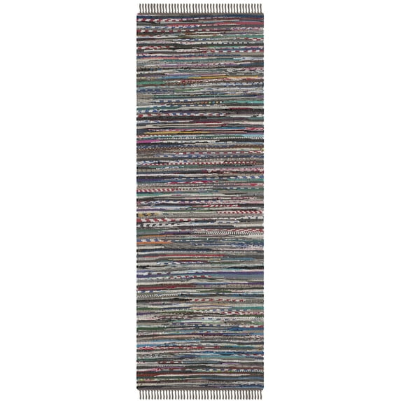 SAFAVIEH Rag Robynne Striped Cotton Runner Rug, Rust/Multi, 2'3" x 6'
