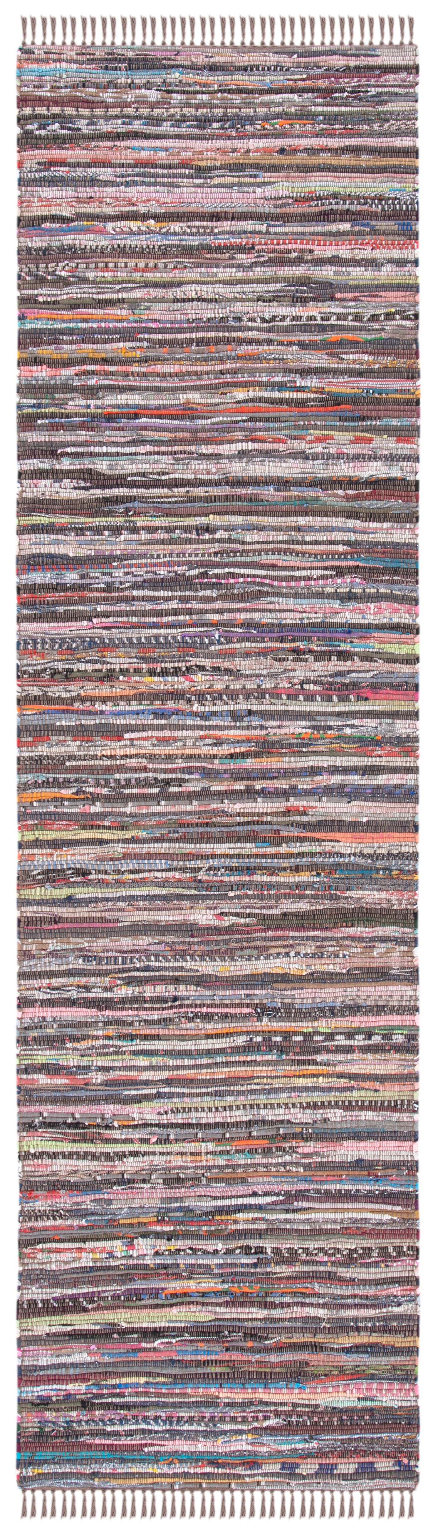 SAFAVIEH Rag Robynne Striped Cotton Runner Rug, Rust/Multi, 2'3