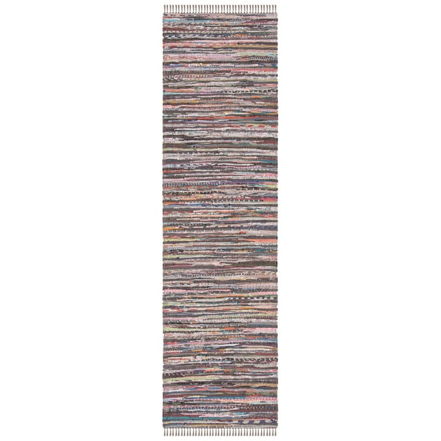 SAFAVIEH Rag Robynne Striped Cotton Runner Rug, Rust/Multi, 2'3" x 8