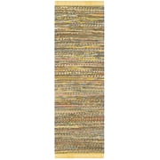 SAFAVIEH Rag Robynne Striped Cotton Runner Rug, Yellow/Multi, 2'3" x 5'