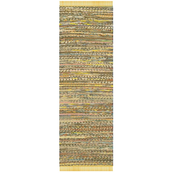 SAFAVIEH Rag Robynne Striped Cotton Runner Rug, Yellow/Multi, 2'3" x 7'