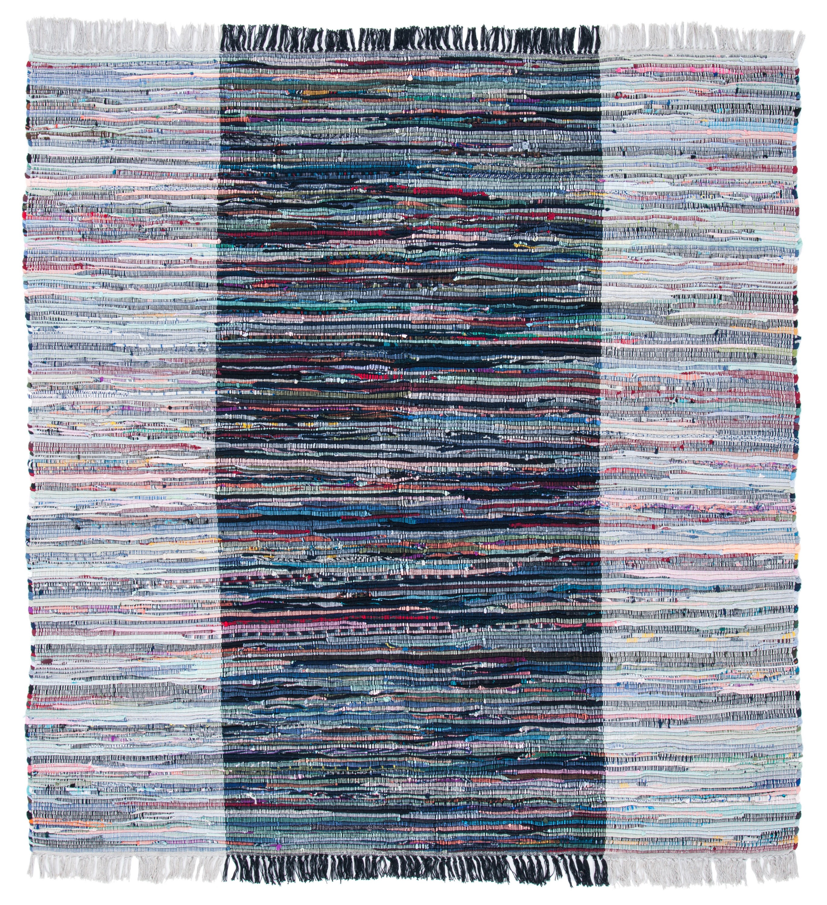 Safavieh 6' Square Gray and Black Handwoven Cotton Rug