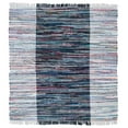 thumbnail image 1 of SAFAVIEH Rag Romeo Striped Fringe Cotton Area Rug, Grey/Black, 6' x 6' Square, 1 of 7