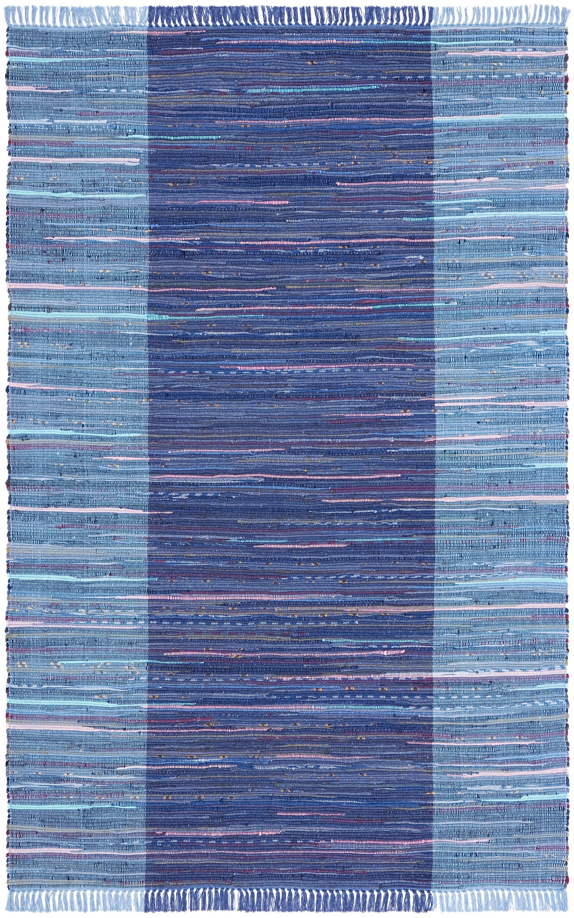 Coastal Charm Blue & Multi Handwoven Cotton Rag Rug - 5' x 8'