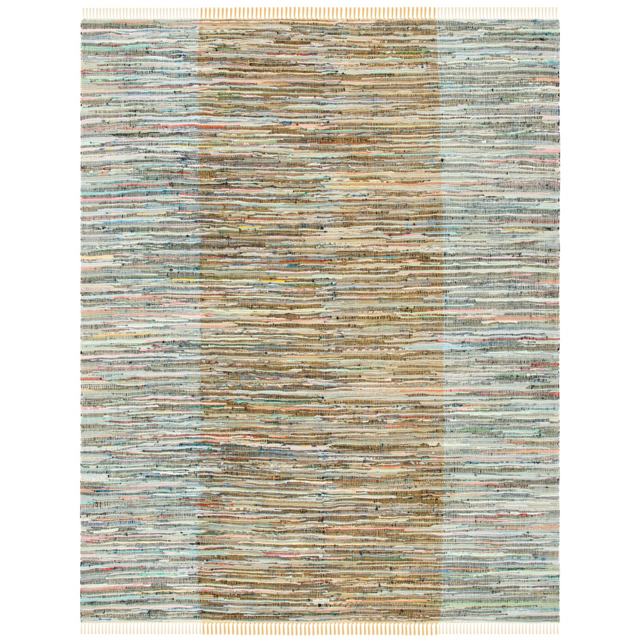 SAFAVIEH Rag Romeo Striped Fringe Cotton Area Rug, Rust/Gold, 5' x 8'