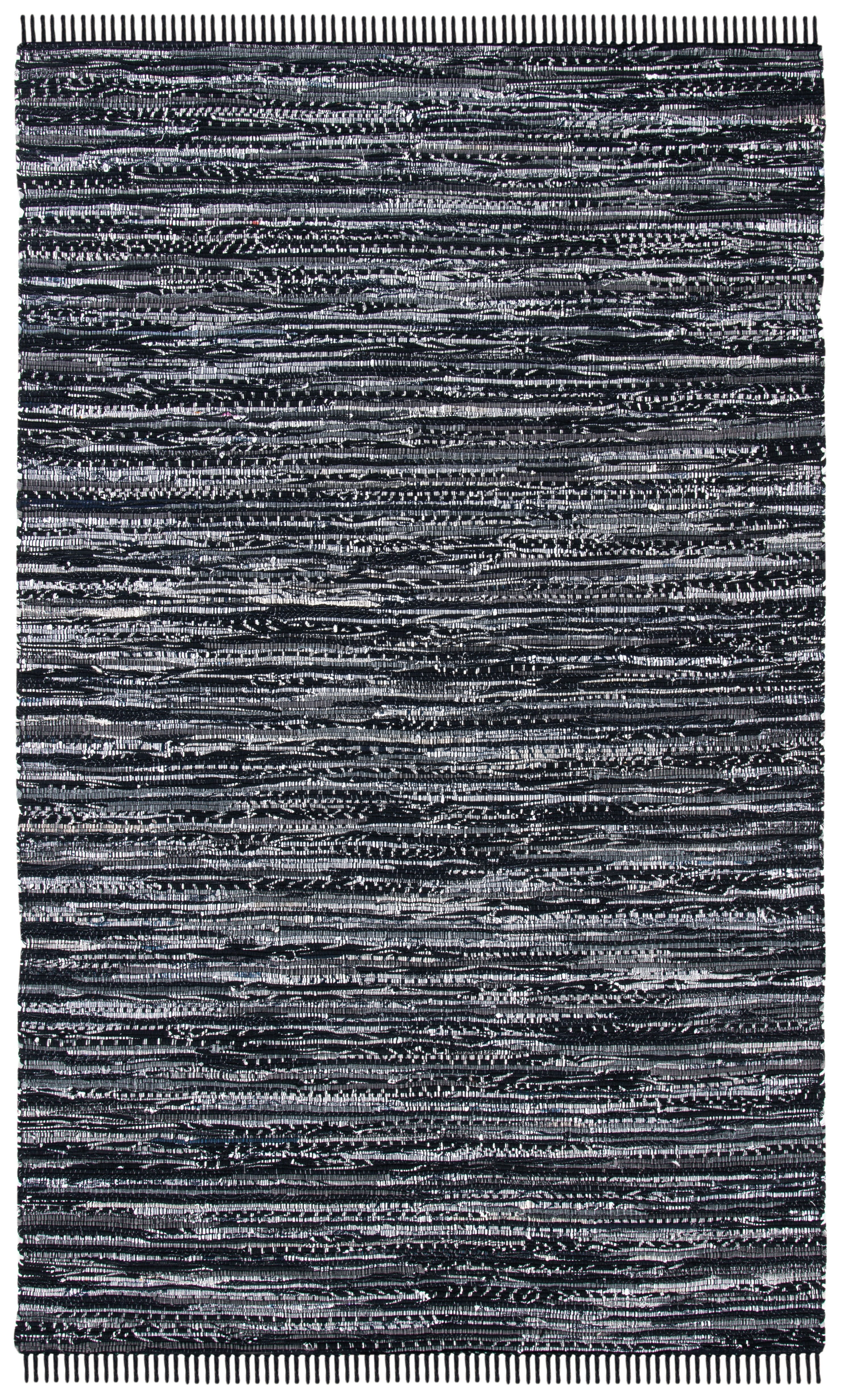 Handmade Black and White Cotton Flat Woven Area Rug
