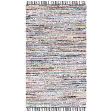 SAFAVIEH Rag Rug LACEWORK Distressed Area Rug, Black/Pink, 3' x 5'