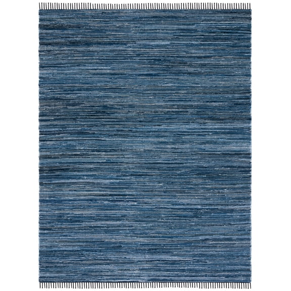 SAFAVIEH Rag Rug Lacework Distressed Area Rug, Blue/Black, 8' x 10'