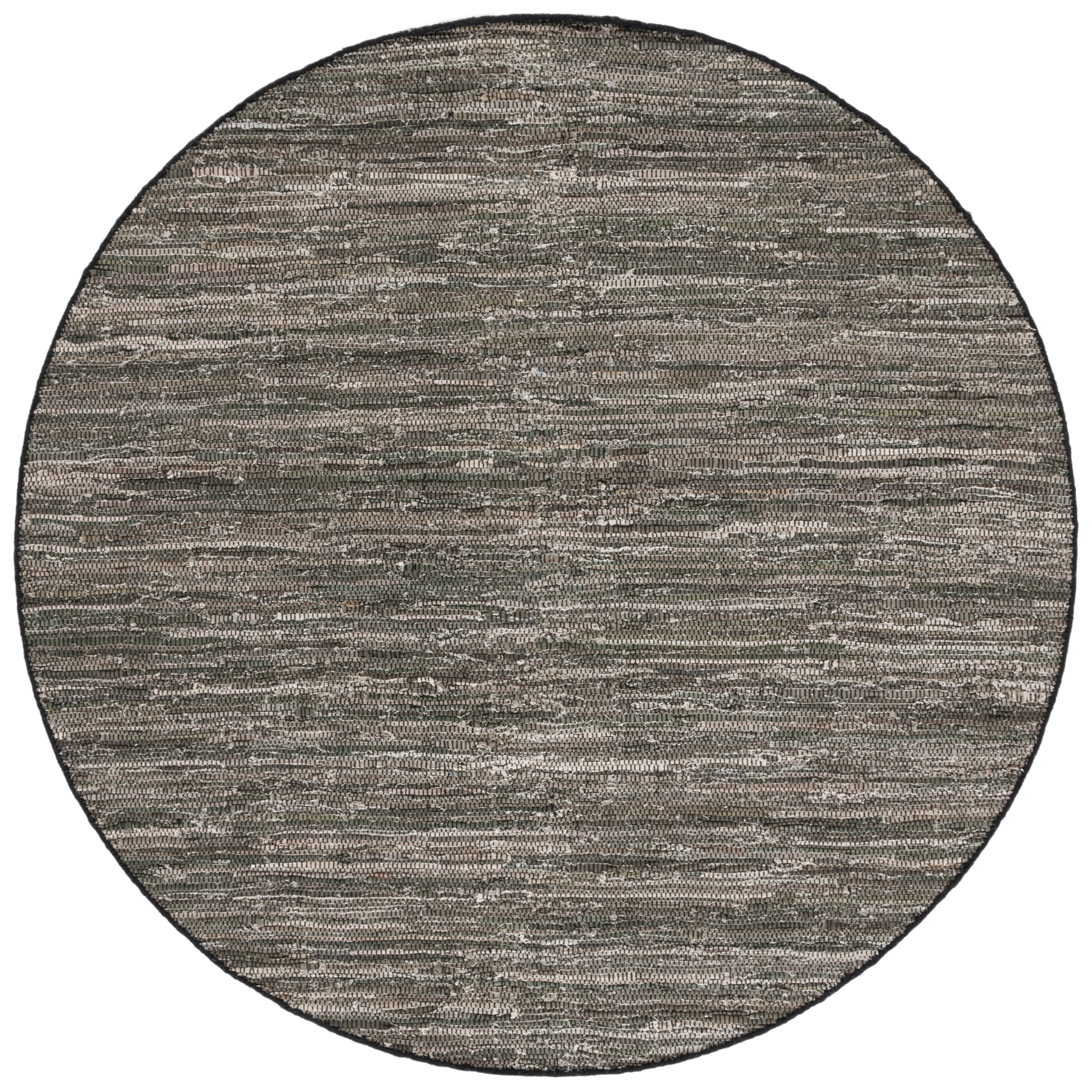 SAFAVIEH Rag Rug LACEWORK Distressed Area Rug, Dark Green/Black, 6' x 6' Round