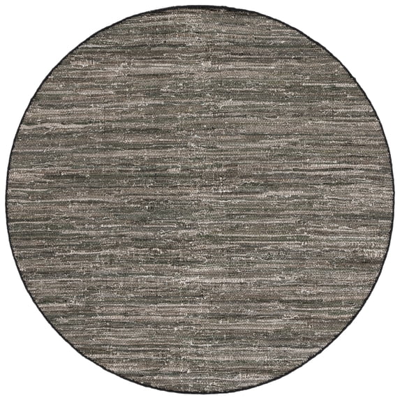 SAFAVIEH Rag Rug LACEWORK Distressed Area Rug, Dark Green/Black, 6' x 6' Round
