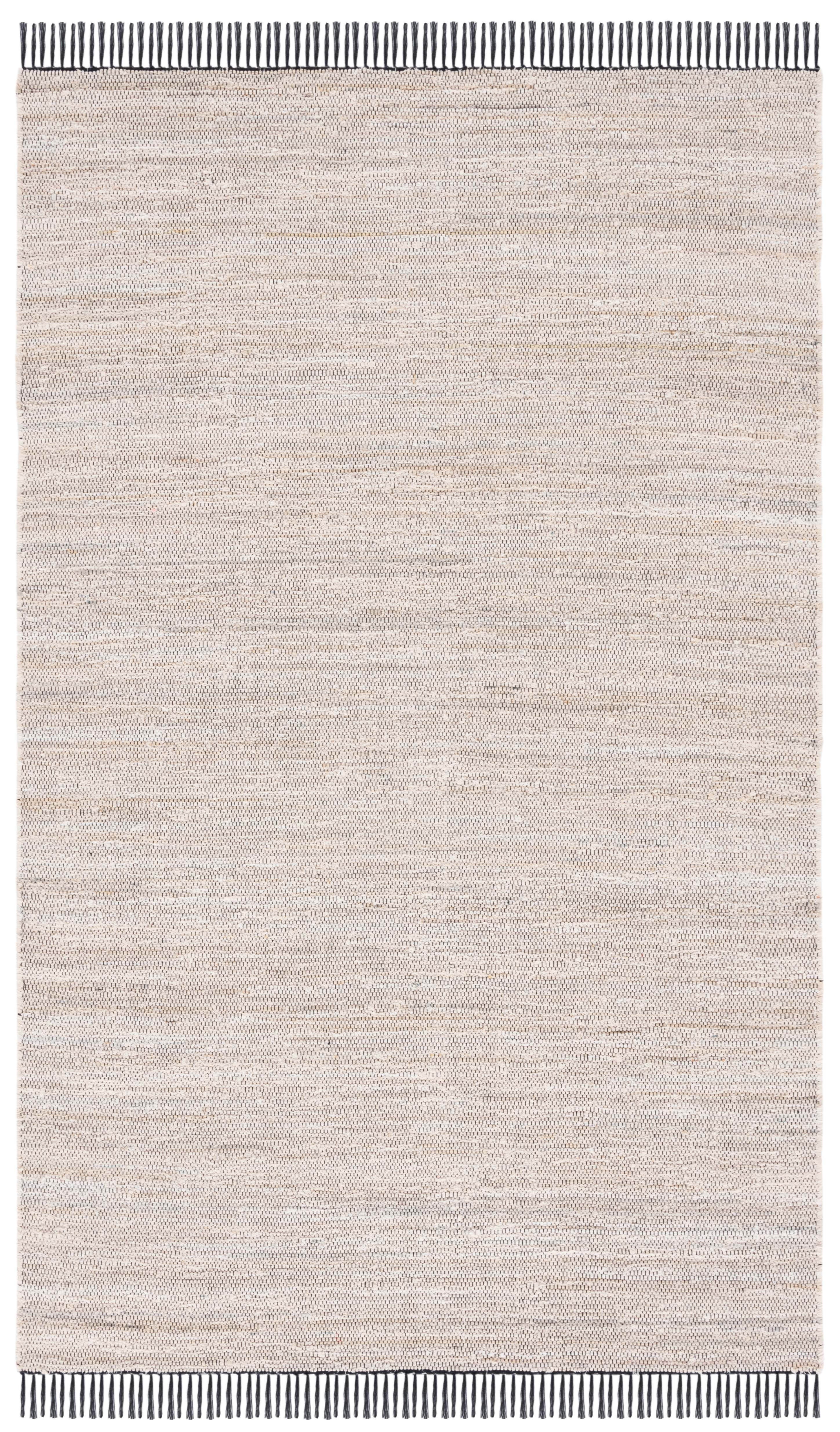 SAFAVIEH Rag Rug LACEWORK Distressed Area Rug, Ivory/Black, 4' x 6'