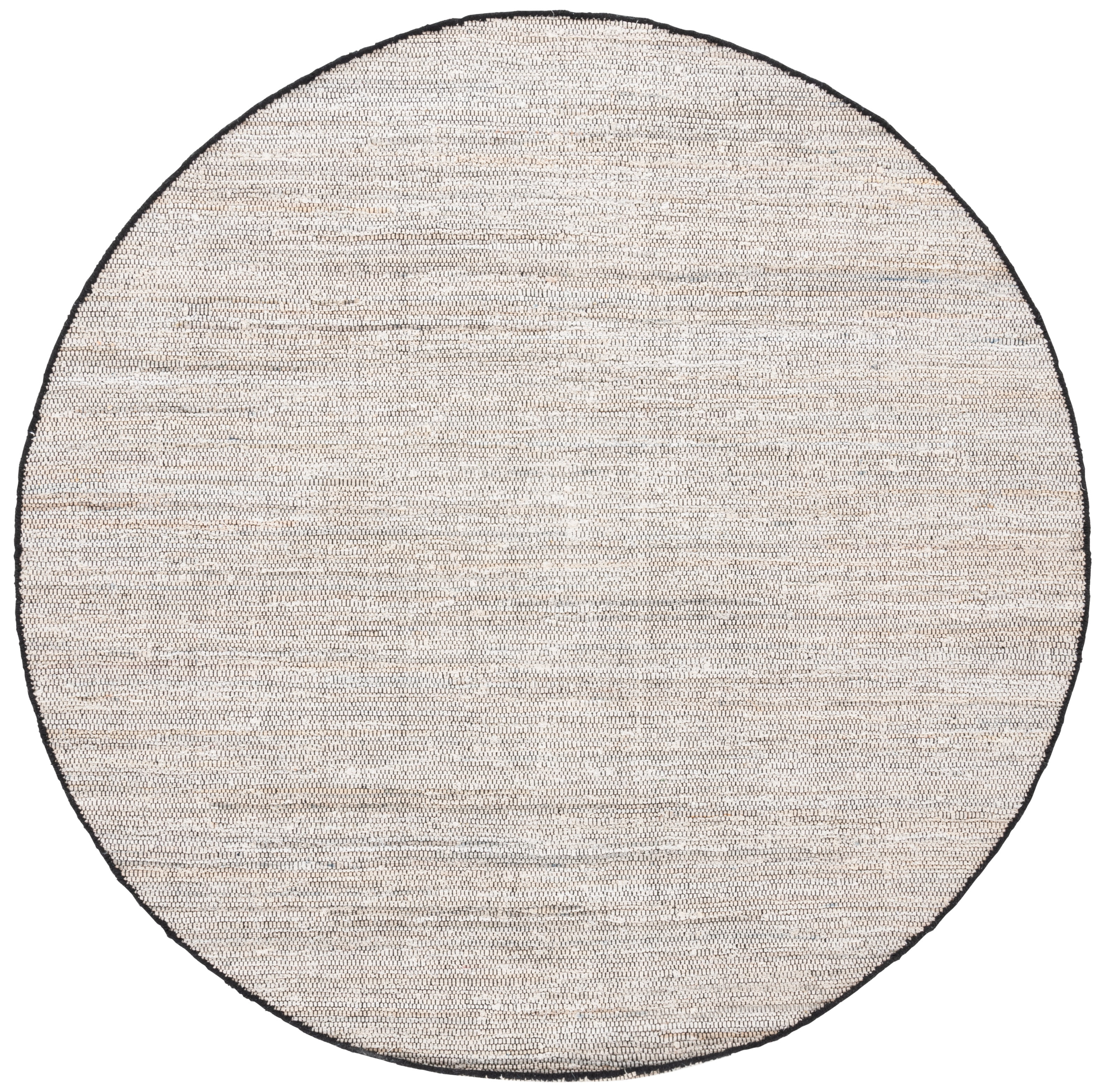 SAFAVIEH Rag Rug Lacework Distressed Area Rug, Ivory/Black, 6' x 6' Round
