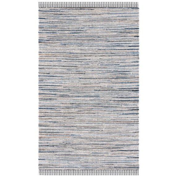 SAFAVIEH Rag Rug LACEWORK Distressed Area Rug, Light Blue/Black, 3' x 5'