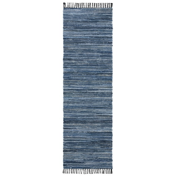 SAFAVIEH Rag Rug LACEWORK Distressed Runner Rug, Blue/Black, 2'3" x 8'