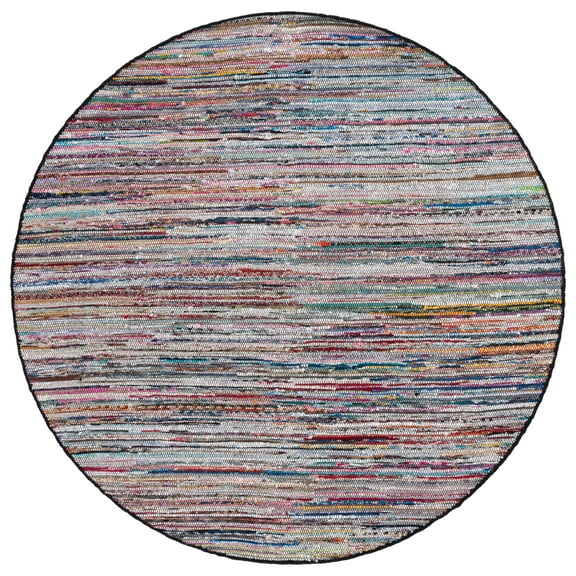 SAFAVIEH Rag Rug Lacework Distressed Area Rug, Black/Pink, 6' x 6' Round