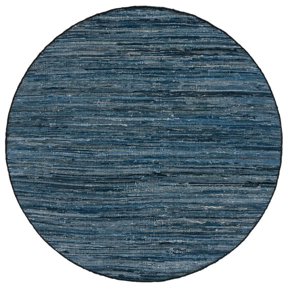 SAFAVIEH Rag Rug Lacework Distressed Area Rug, Blue/Black, 6' x 6' Round