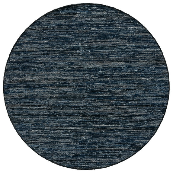 SAFAVIEH Rag Rug Lacework Distressed Area Rug, Navy/Black, 6' x 6' Round