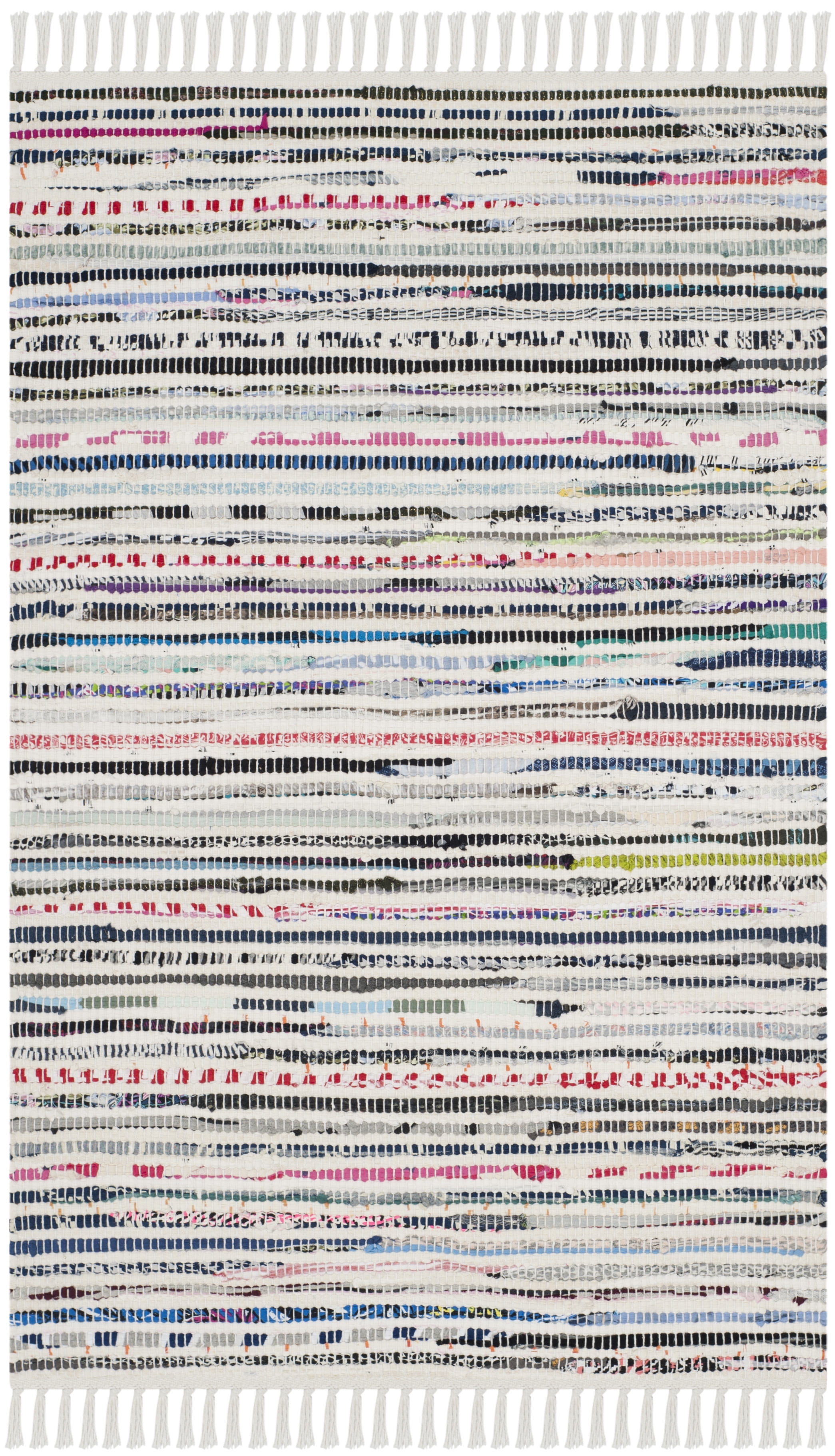 Hand-Woven Ivory Cotton Flatweave 2'3" x 3'9" Area Rug