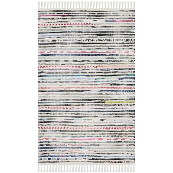 SAFAVIEH Rag Skylar Striped Cotton Area Rug, Ivory/Multi, 2'3" x 3'9"