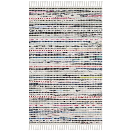 SAFAVIEH Rag Skylar Striped Cotton Area Rug, Ivory/Multi, 2'6" x 4'