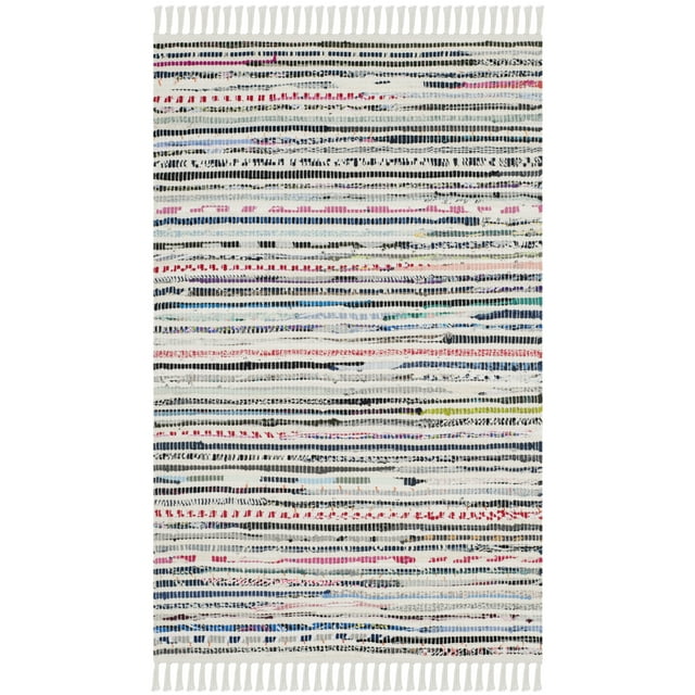 SAFAVIEH Rag Skylar Striped Cotton Area Rug, Ivory/Multi, 2'6" x 4