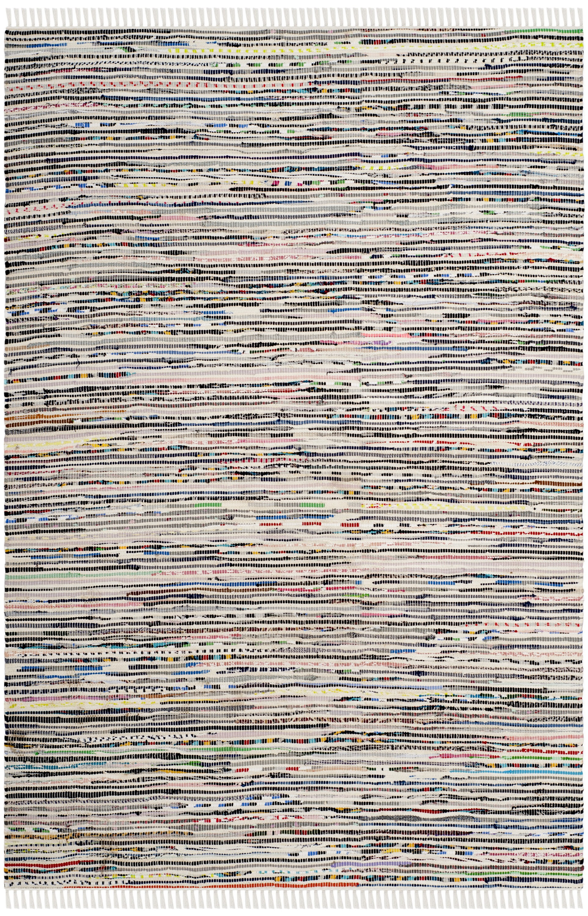 SAFAVIEH Rag Skylar Striped Cotton Area Rug, Ivory/Multi, 3' x 5