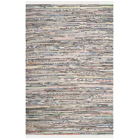 SAFAVIEH Rag Skylar Striped Cotton Area Rug, Ivory/Multi, 3' x 5'