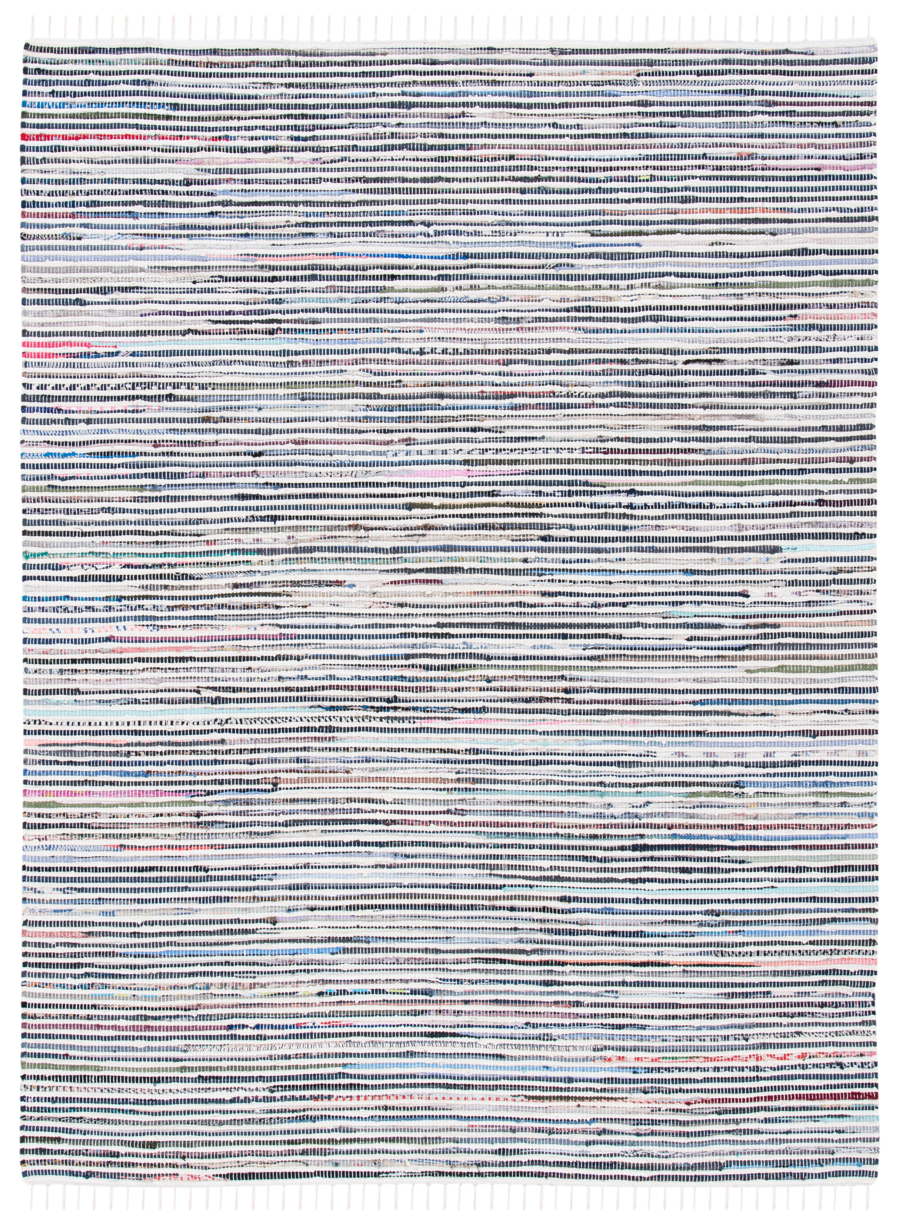 Ivory and Multi 5' x 7' Handwoven Cotton Area Rug