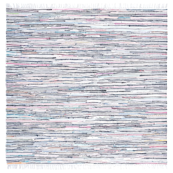 SAFAVIEH Rag Skylar Striped Cotton Area Rug, Ivory/Multi, 6' x 6' Square