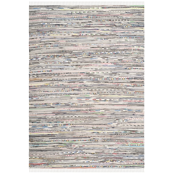 SAFAVIEH Rag Skylar Striped Cotton Area Rug, Ivory/Multi, 6' x 9'