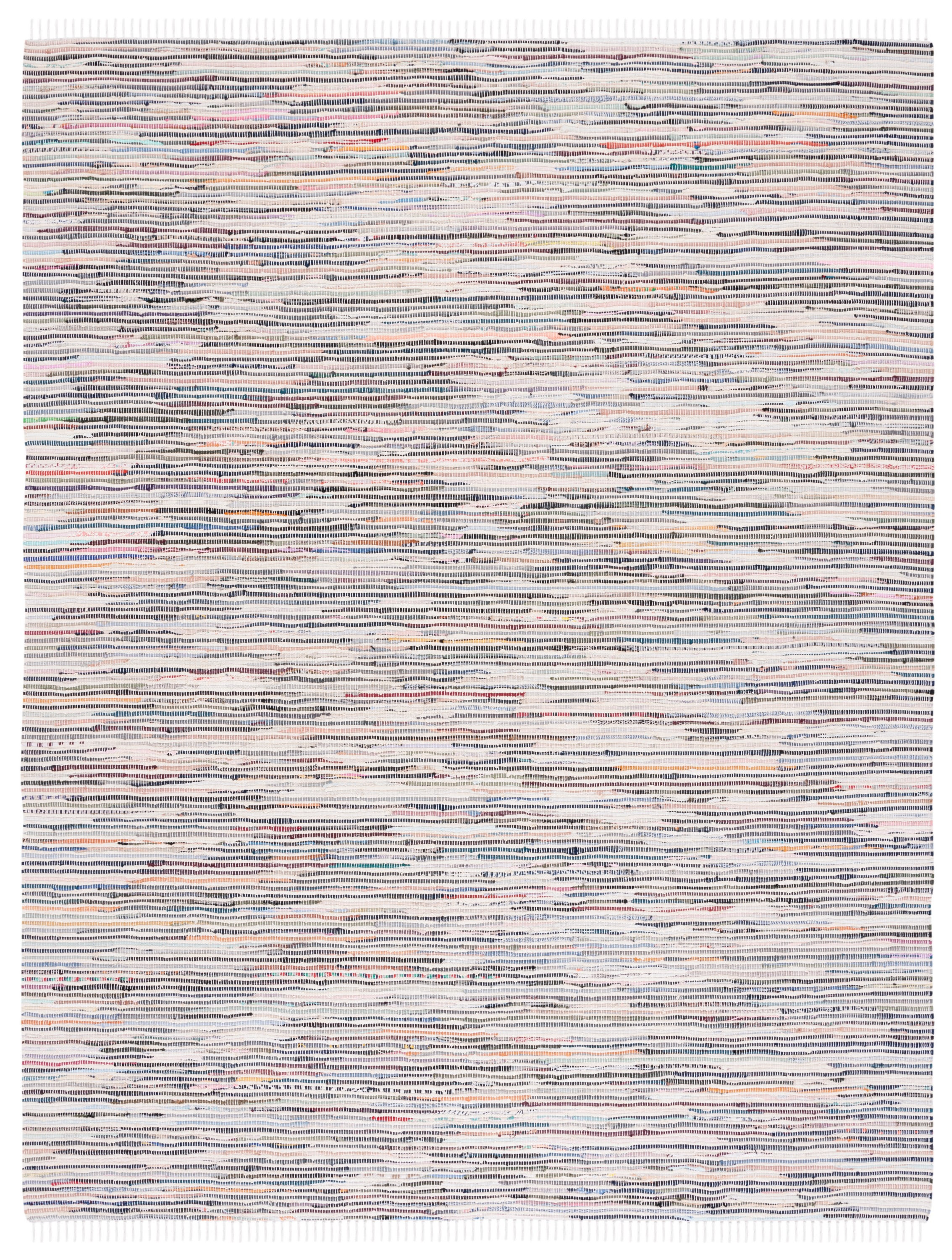 SAFAVIEH Rag Skylar Striped Cotton Area Rug, Ivory/Multi, 8' x 10