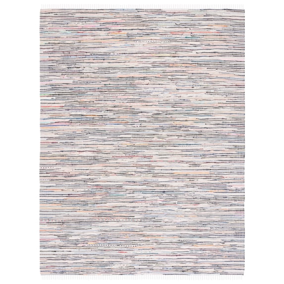SAFAVIEH Rag Skylar Striped Cotton Area Rug, Ivory/Multi, 9' x 12'