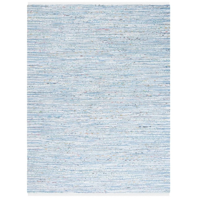 SAFAVIEH Rag Skylar Striped Cotton Area Rug, Light Blue/Multi, 8' x 10